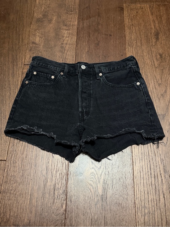 Levis Strauss Pants - Levi 501 Black Frayed Hem Denim Shorts